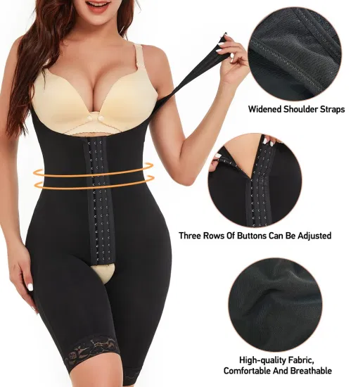 Atacado personalizado controle de barriga busto aberto coxa bodysuit mais fino shapewear