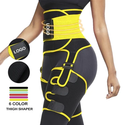 Modelador de coxa feminino com logotipo personalizado, marca própria, treino, corrida, cintura alta, bolso para telefone, sauna, suor, neoprene